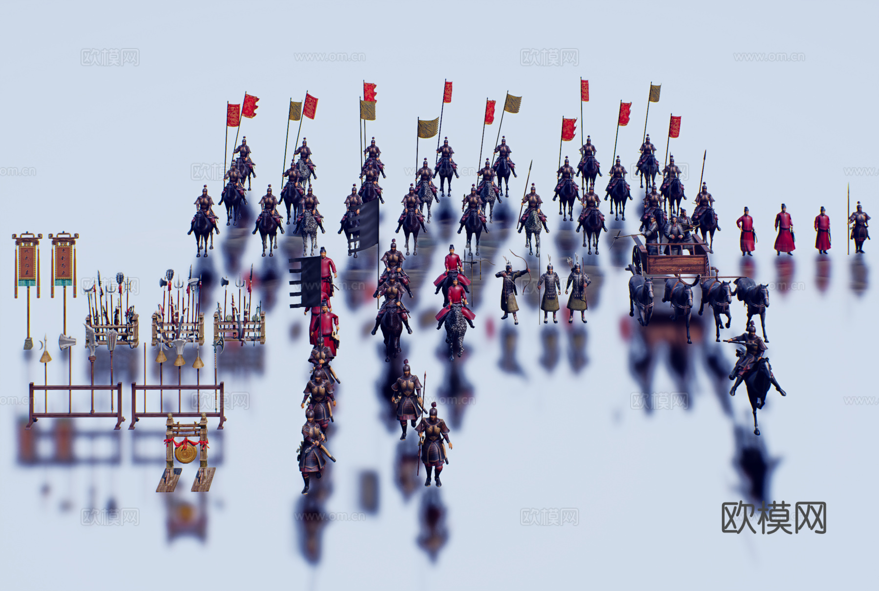 怀旧复古兵马俑博物馆马车su模型