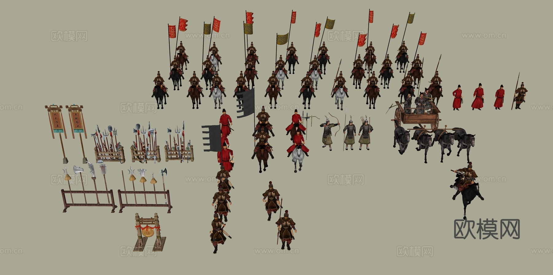 怀旧复古兵马俑博物馆马车su模型