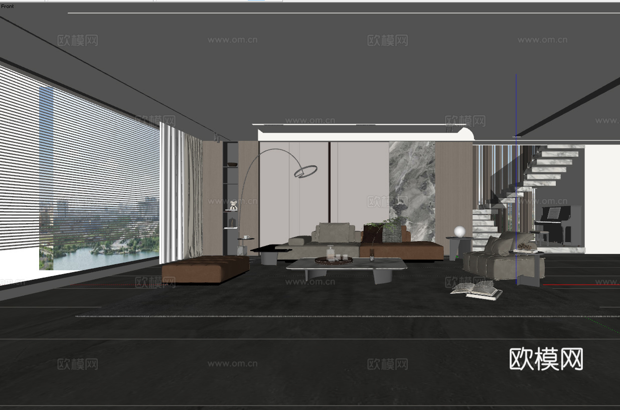 意式 家装 室内简约 轻奢风 格餐厅 客厅 卧室设计su模型