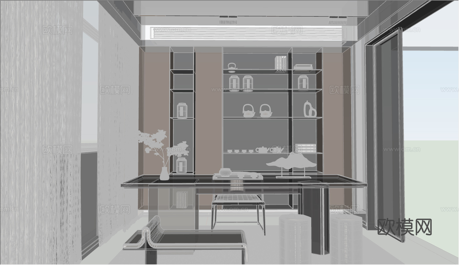 意式 家装 室内简约 轻奢风 格餐厅 客厅 卧室设计su模型
