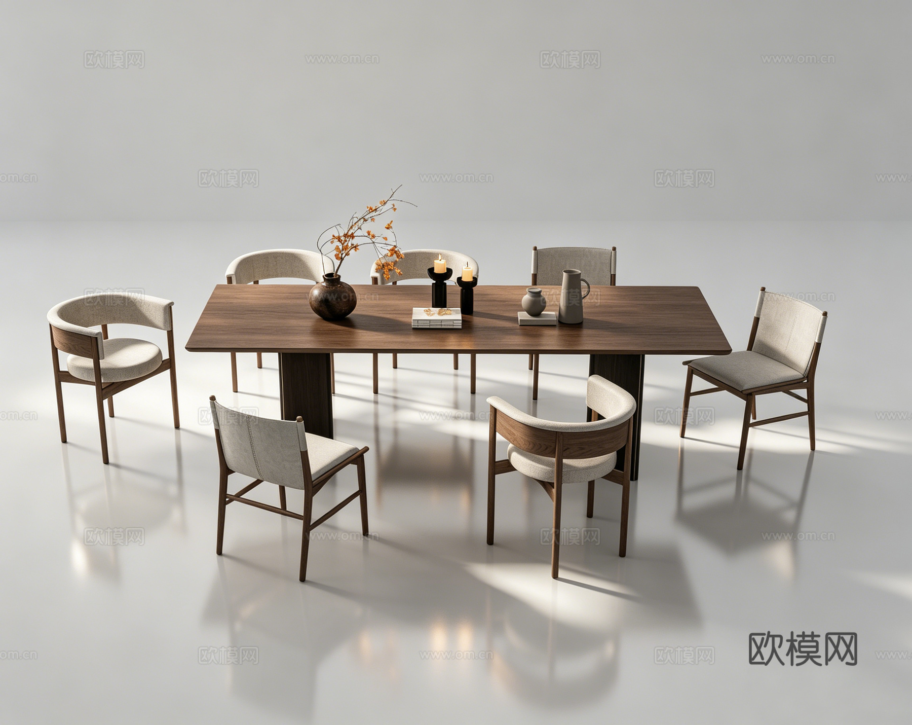 侘寂餐桌书桌su模型