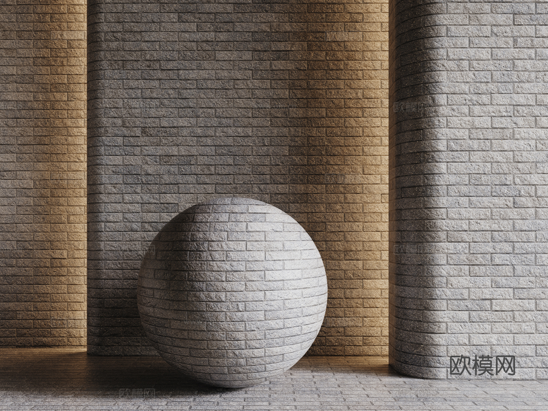 现代砖墙 灰色砖墙 仿古砖墙 文化砖墙 工业砖墙su模型