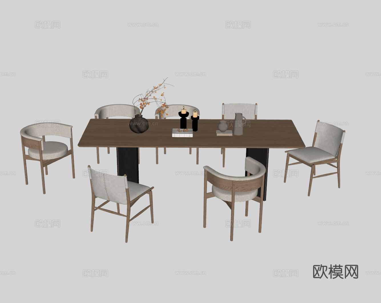 侘寂餐桌书桌su模型