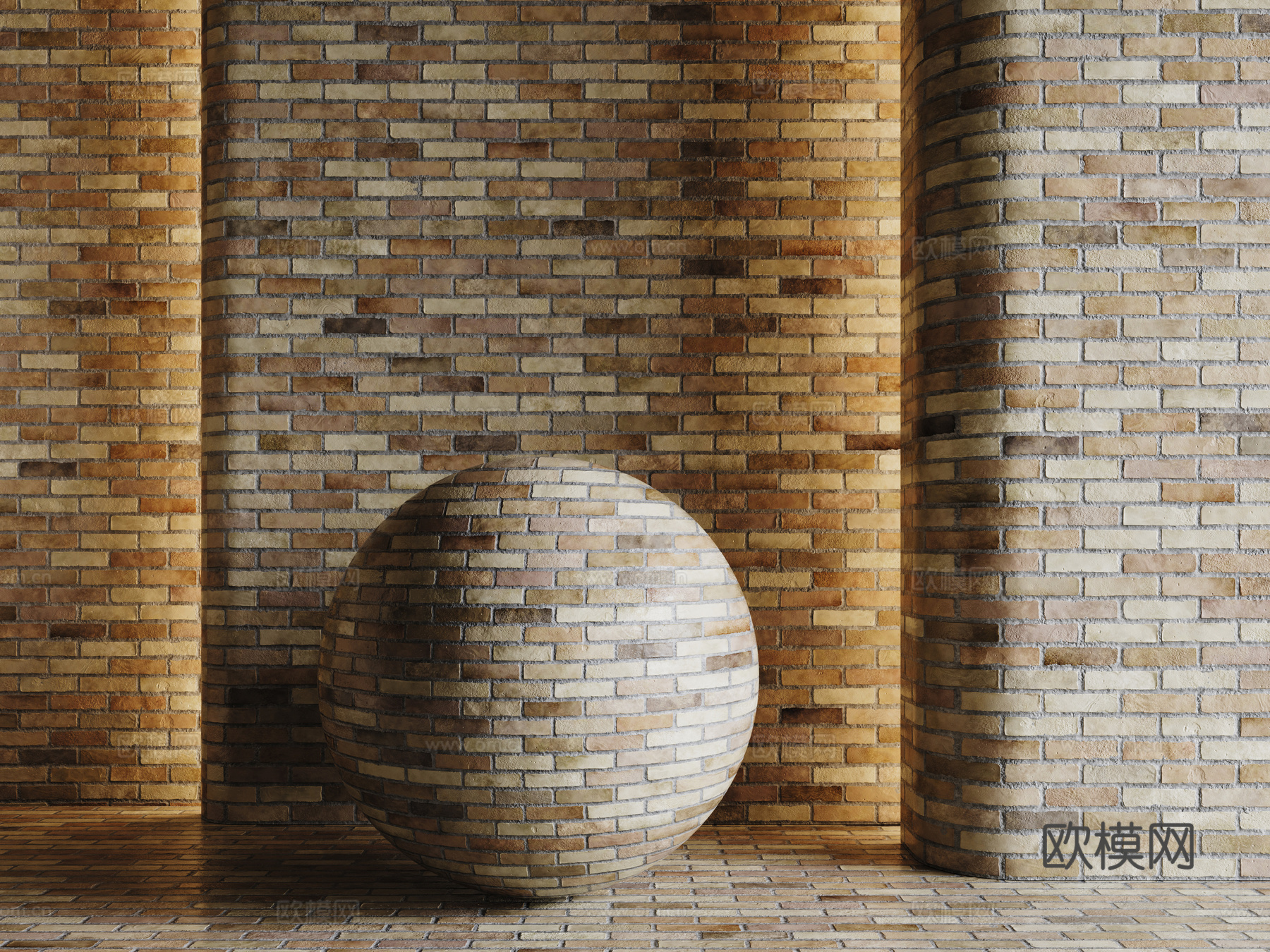 现代砖墙 黄色砖墙 仿古砖墙 文化砖墙 工业砖墙3d模型