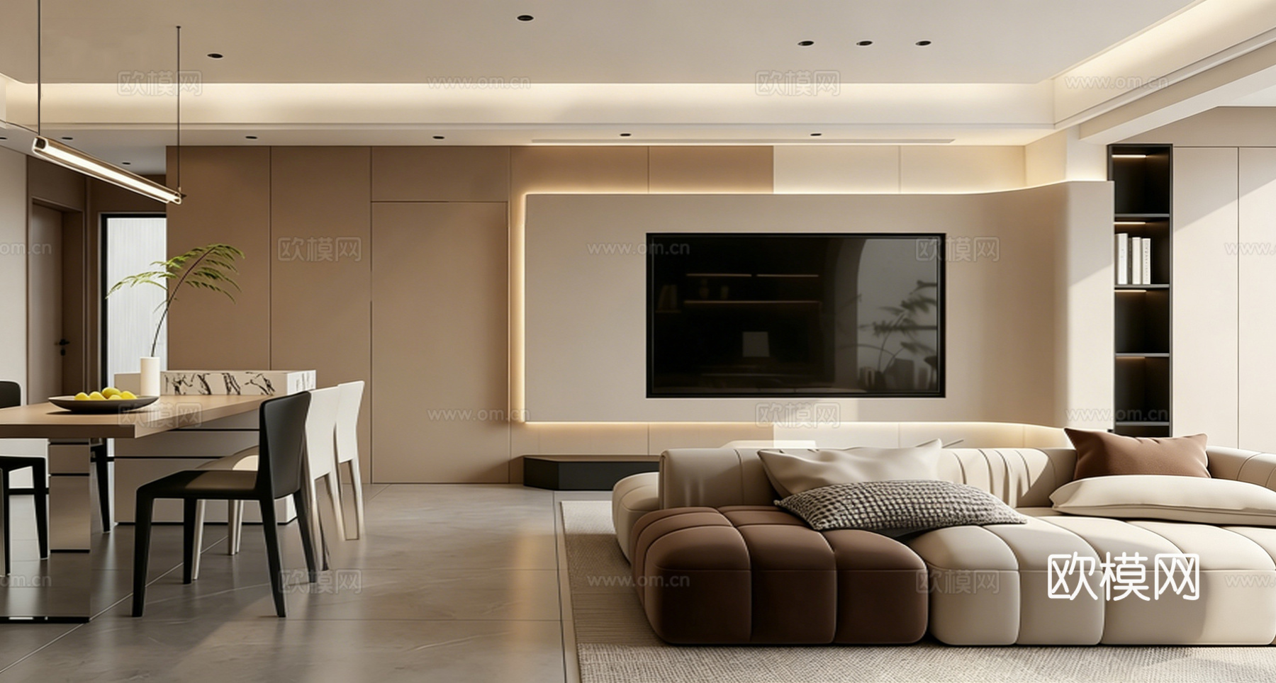 意式 家装 室内简约 轻奢风 格餐厅 客厅 卧室设计su模型