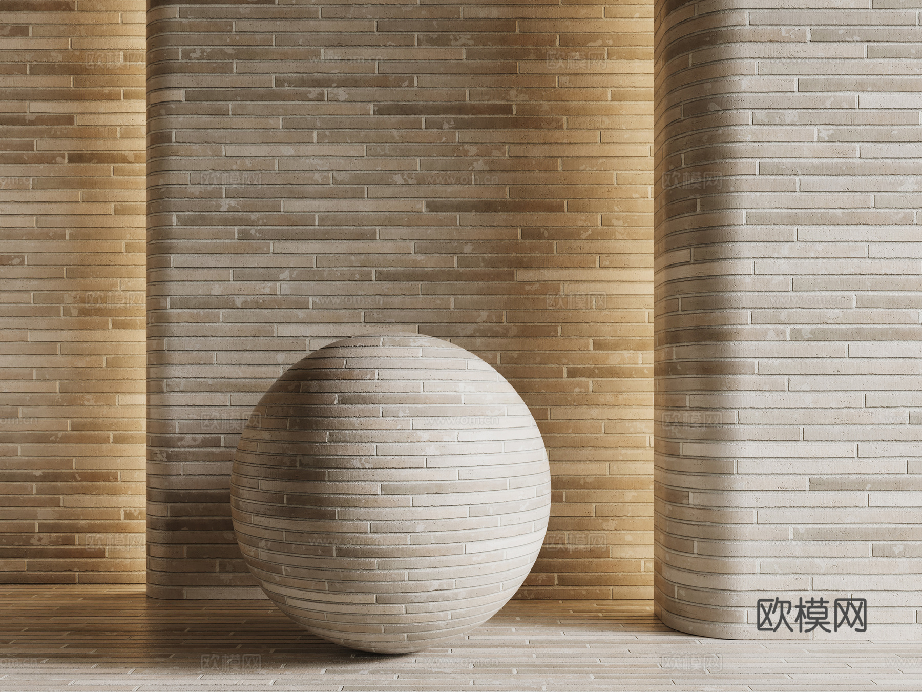 现代砖墙 黄色砖墙 仿古砖墙 文化砖墙 工业砖墙su模型