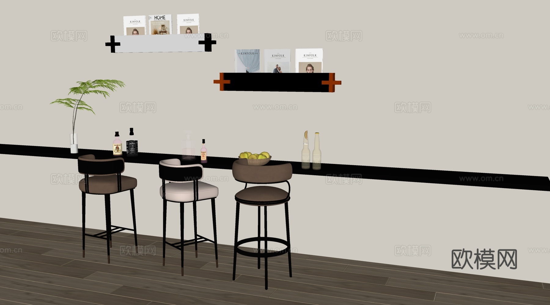 现代吧台椅 椅子 单椅su模型