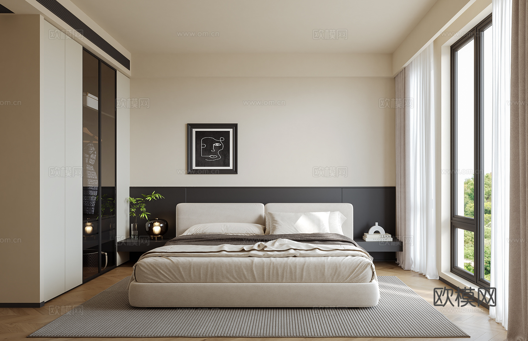 现代意式卧室3d模型
