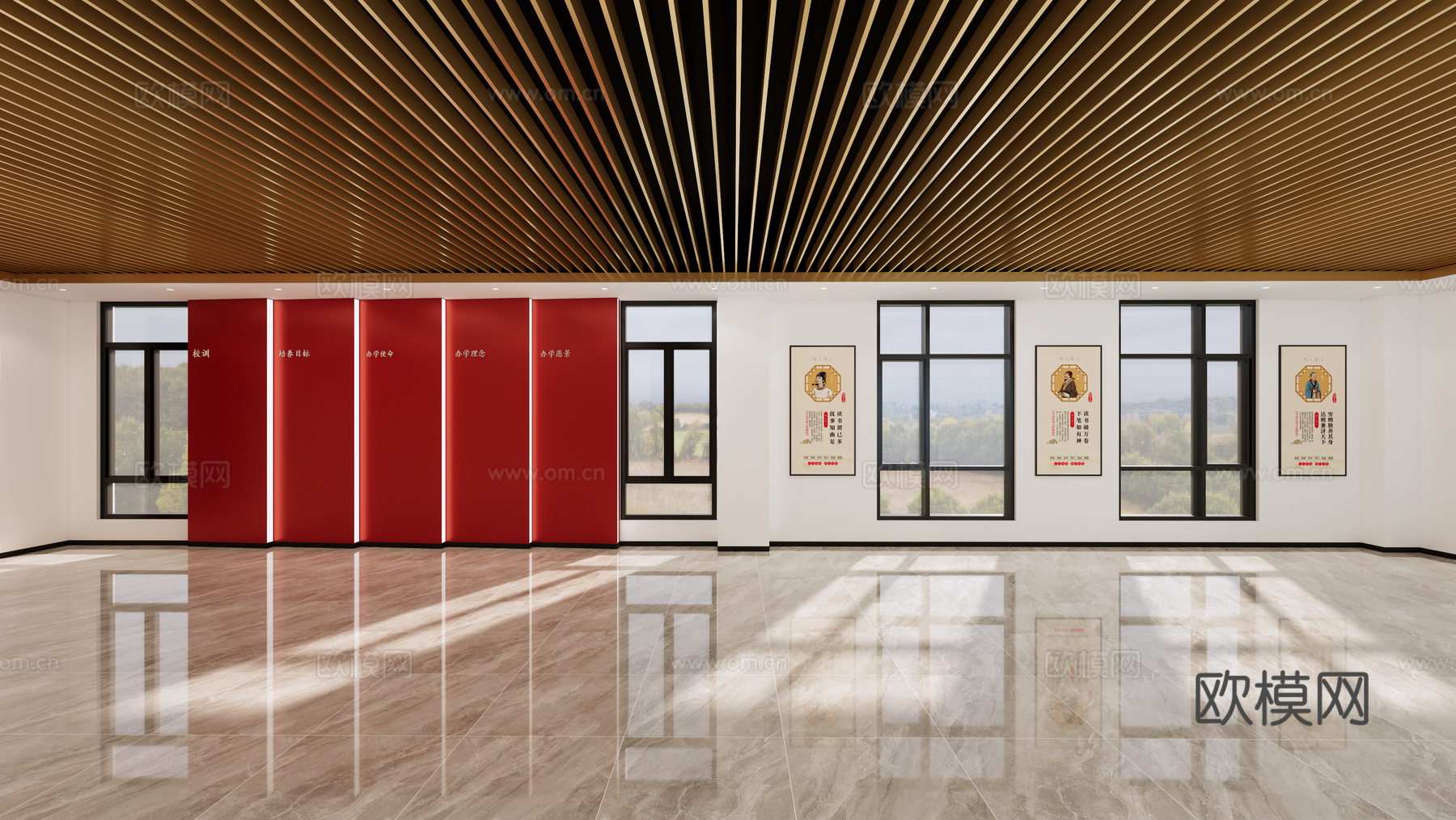 现代校园文化展厅su模型