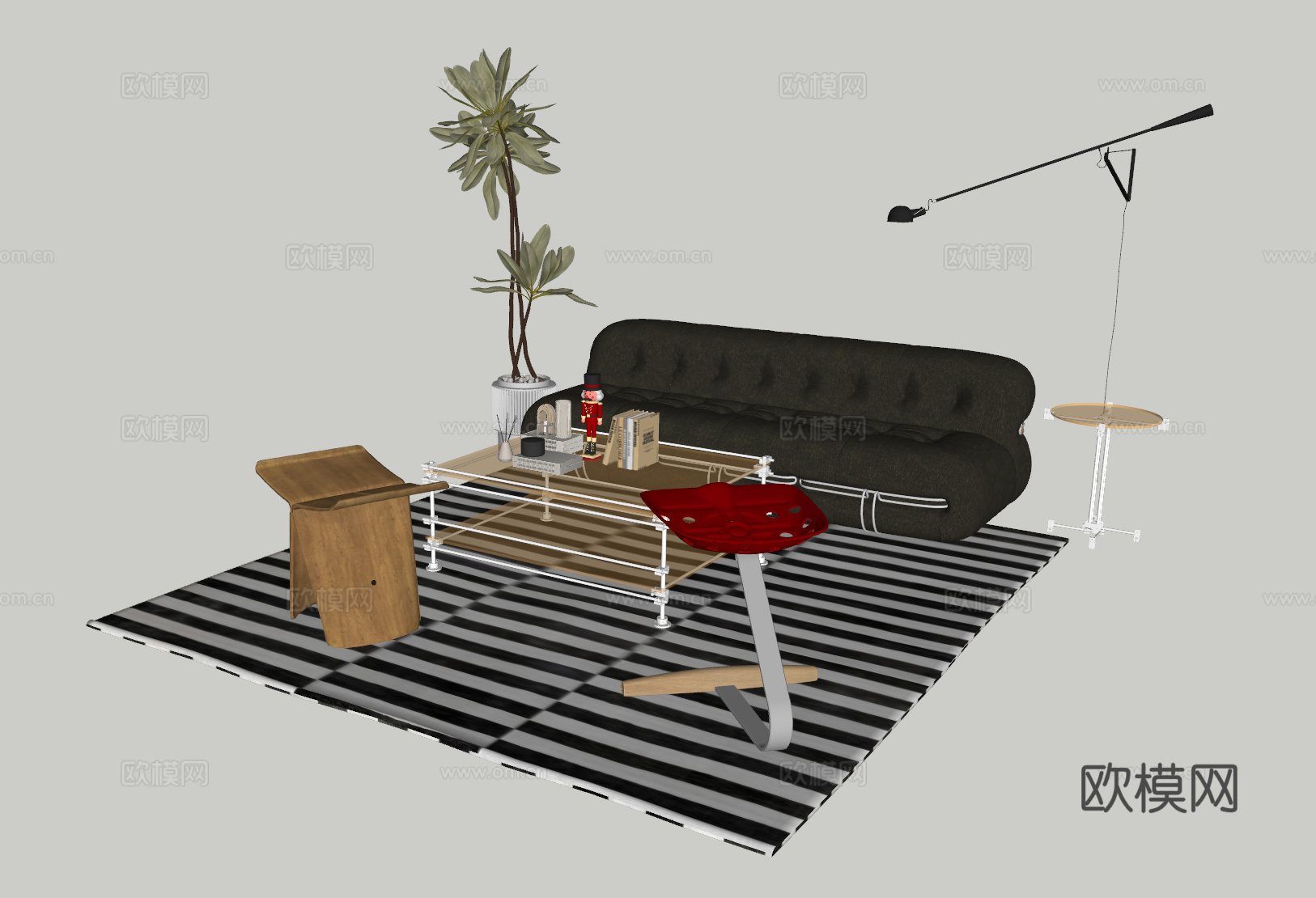 现代客厅沙发组合su模型