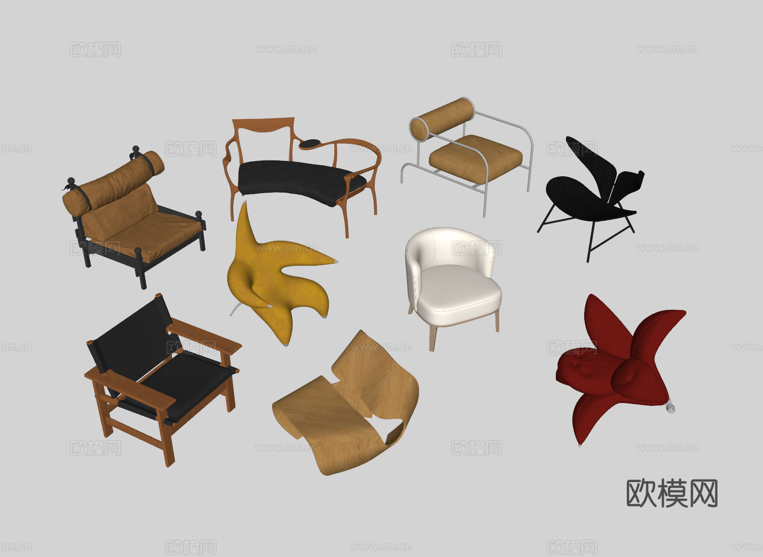 现代单椅su模型