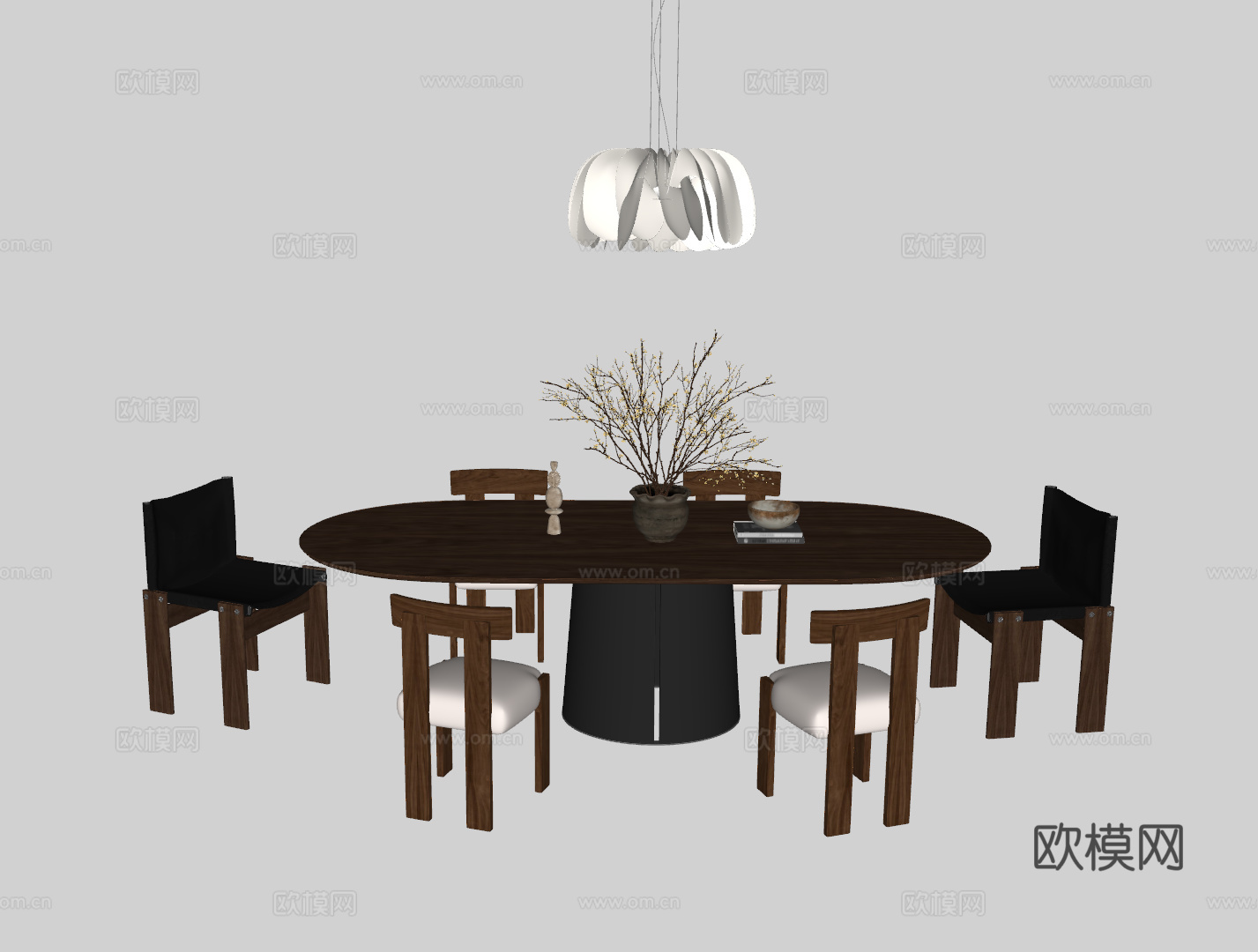 中古风餐桌书桌su模型