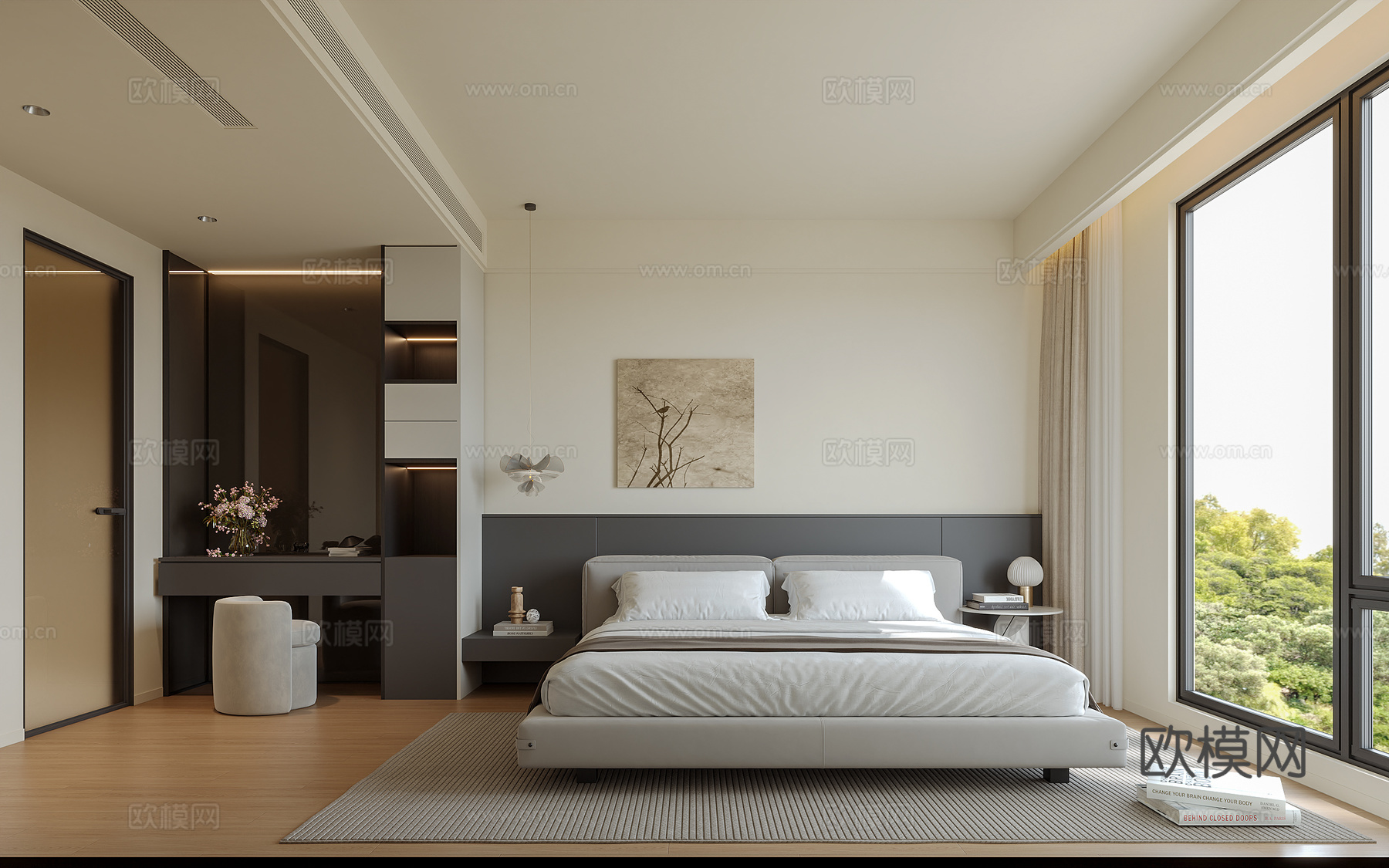 现代意式卧室su模型