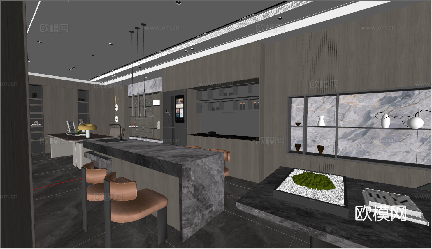 意式 家装 室内简约 轻奢风 格餐厅 客厅 卧室设计su模型