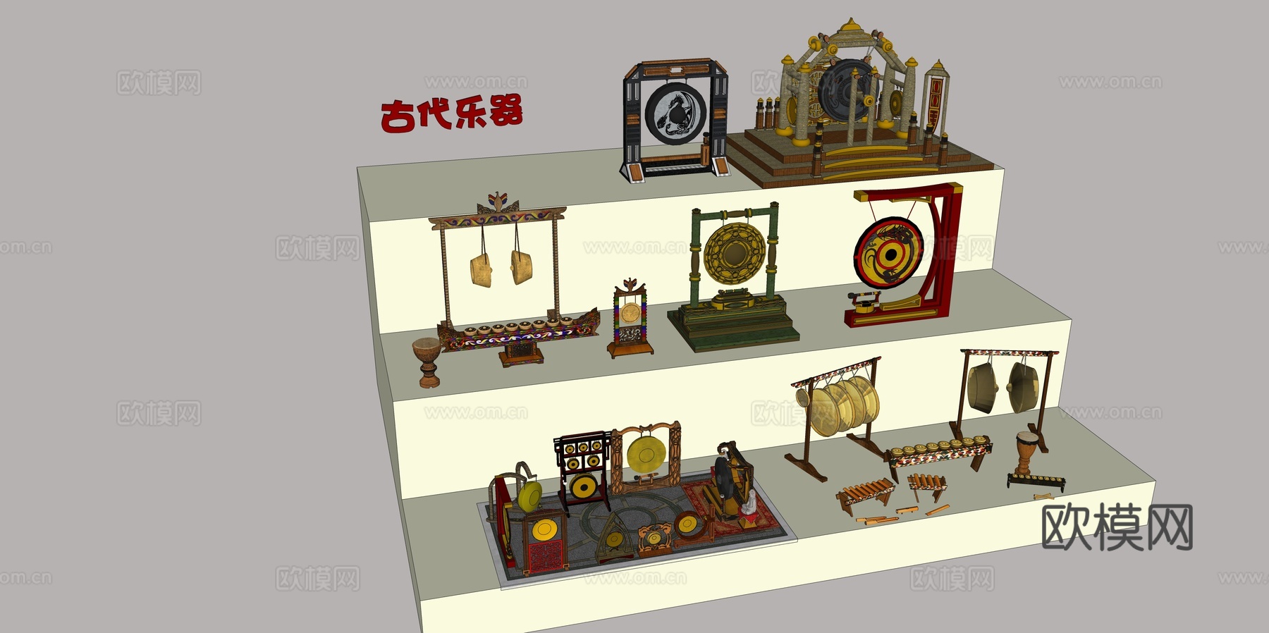 怀旧复古博物馆展示su模型