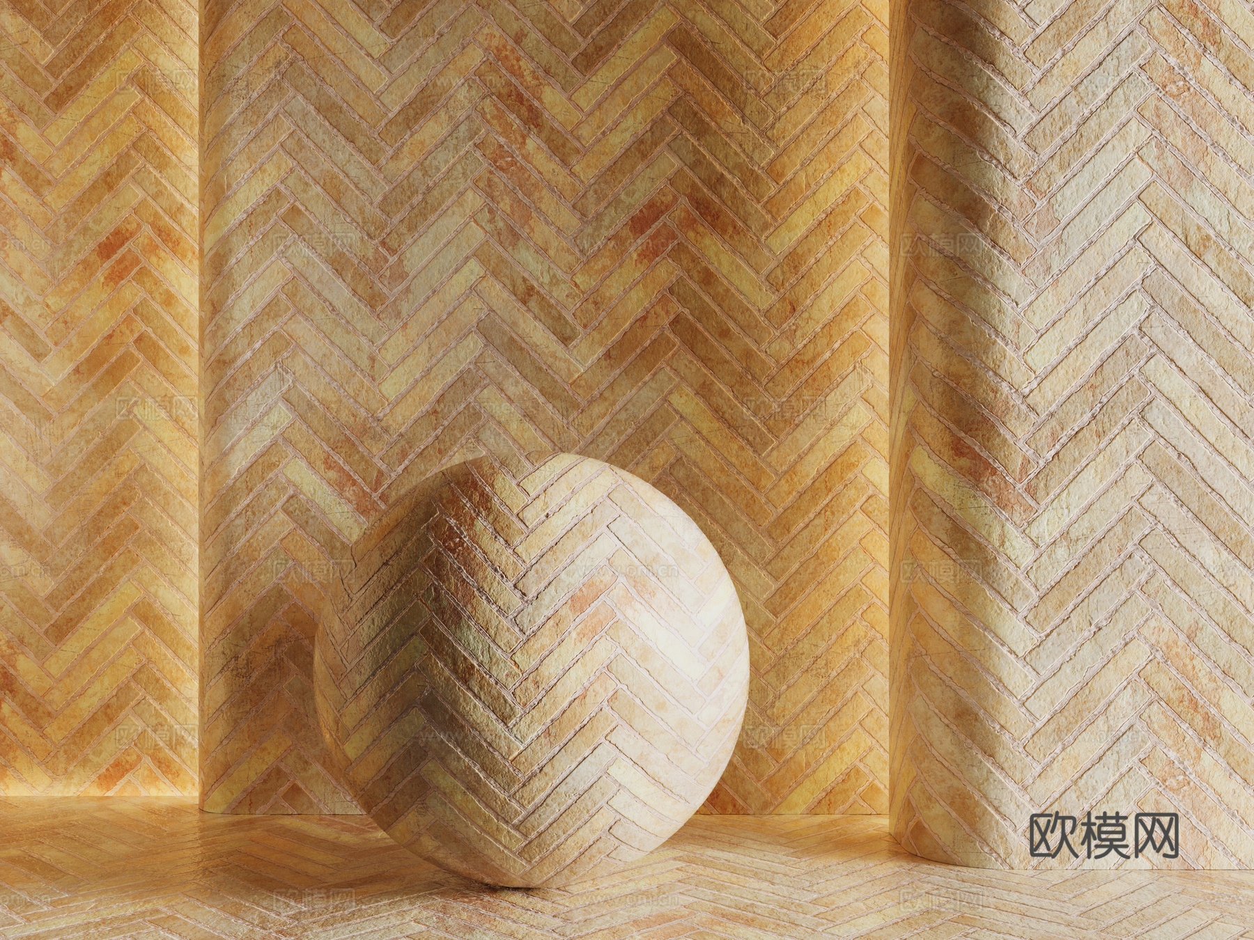 现代砖墙 黄色砖墙 仿古砖墙 文化砖墙 工业砖墙su模型