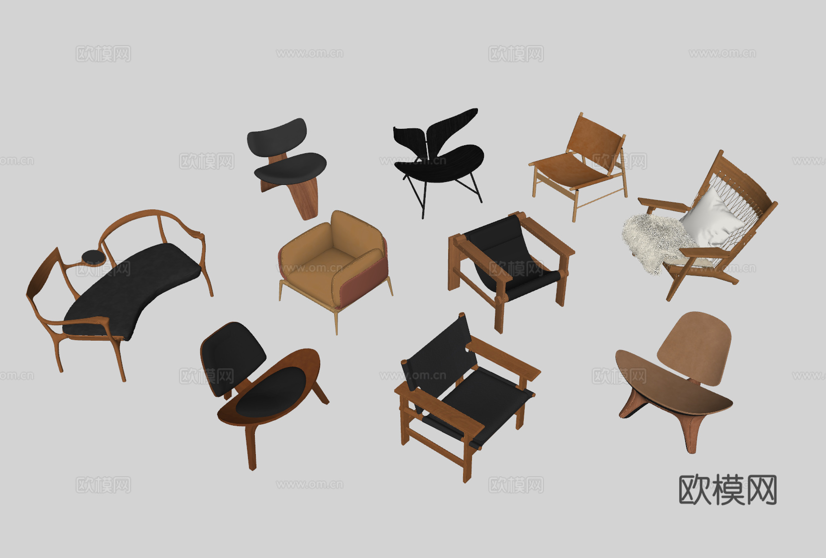 现代单椅休闲椅su模型