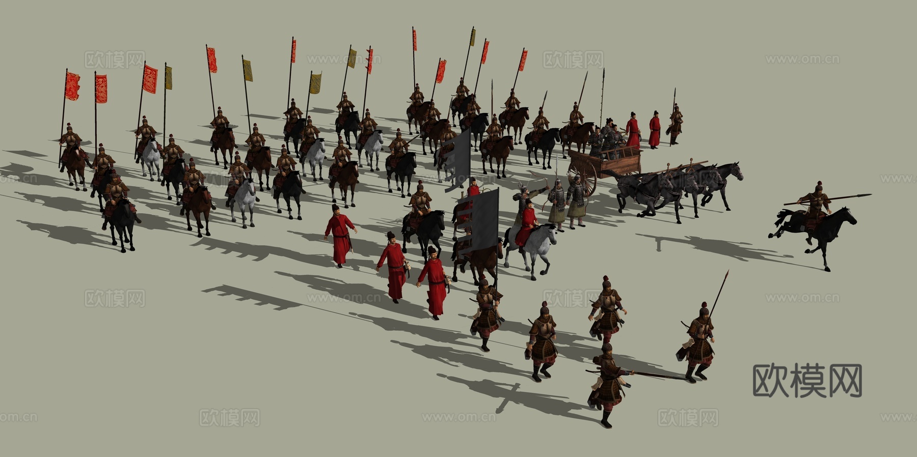 怀旧复古兵马俑博物馆马车su模型