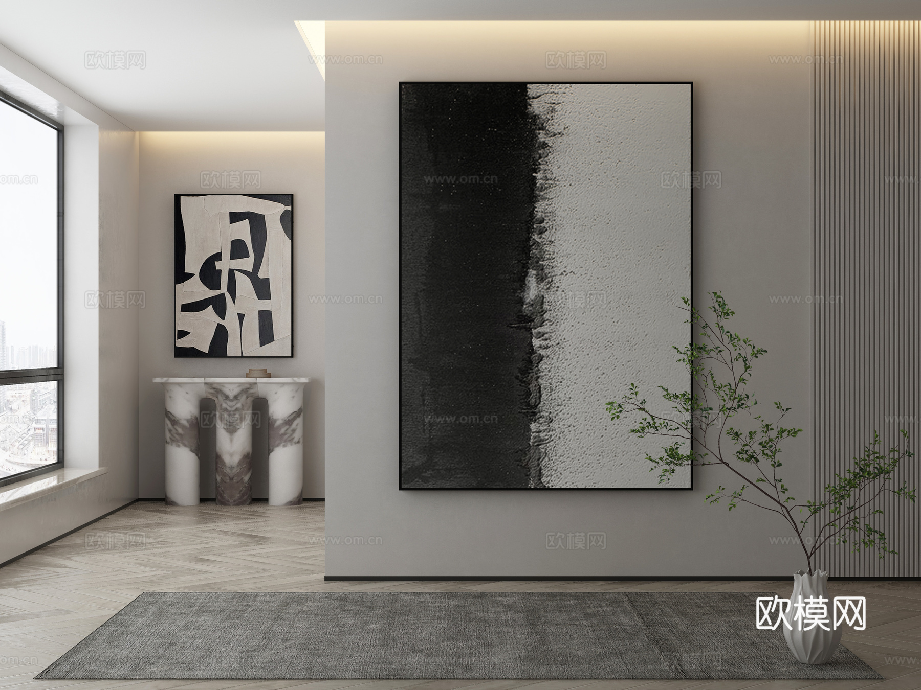 现代简约抽象挂画3d模型