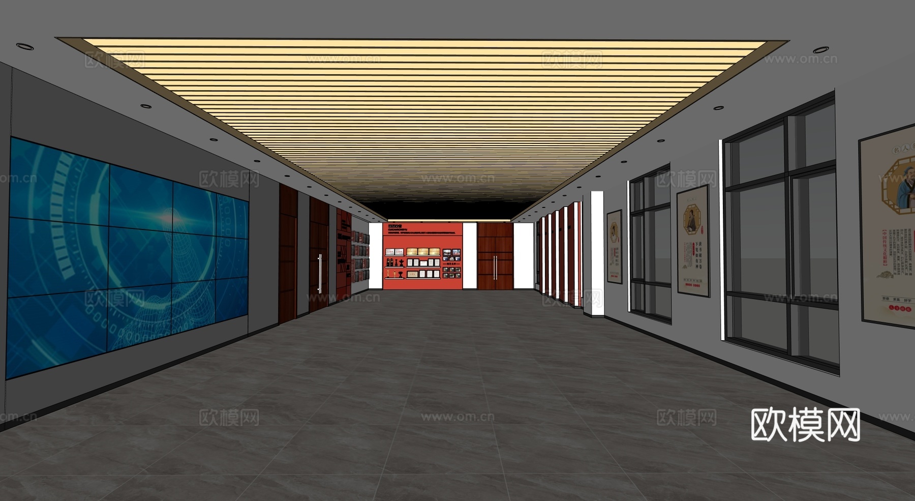 现代校园文化展厅su模型