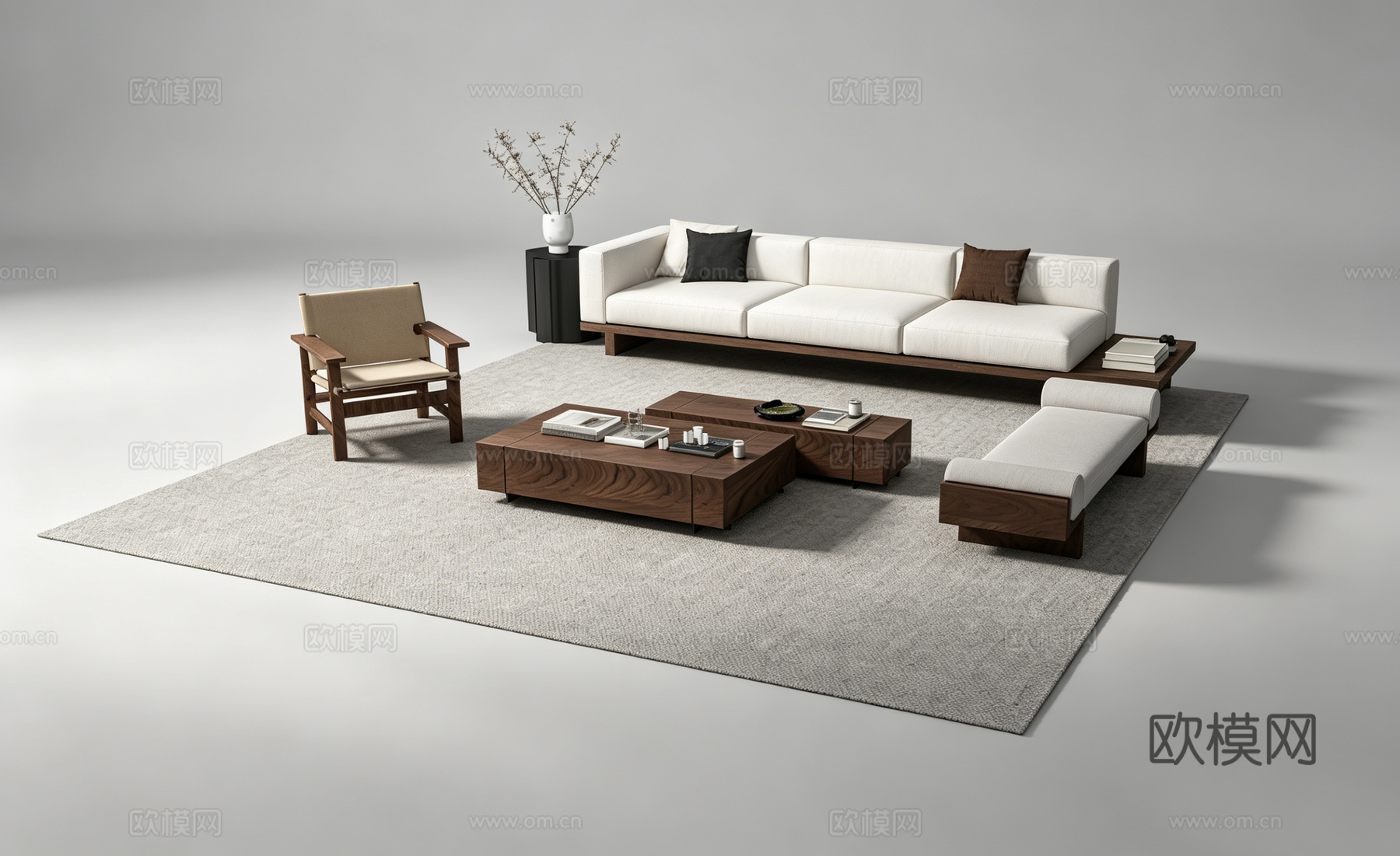 中古风客厅沙发组合su模型