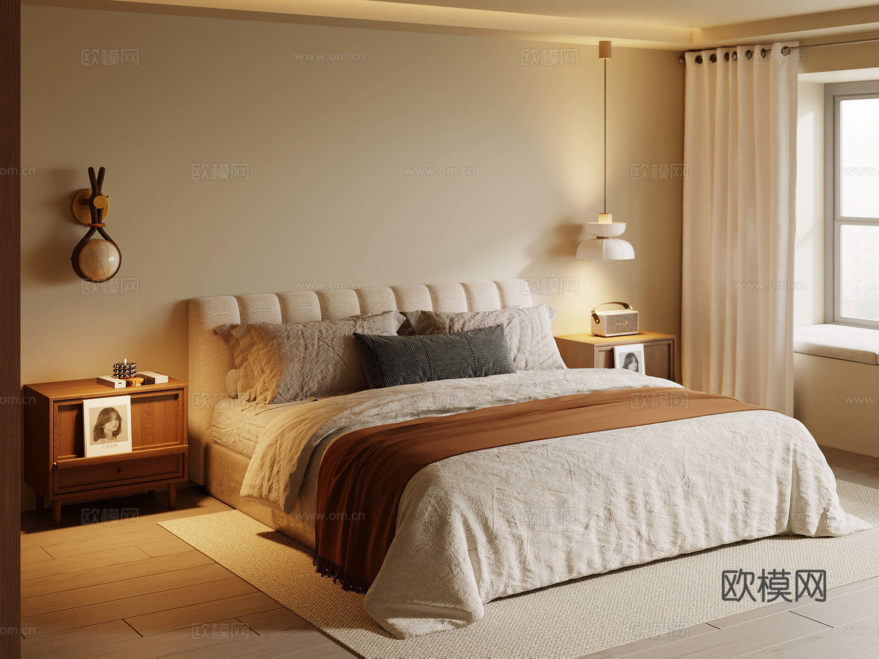 中古风卧室su模型