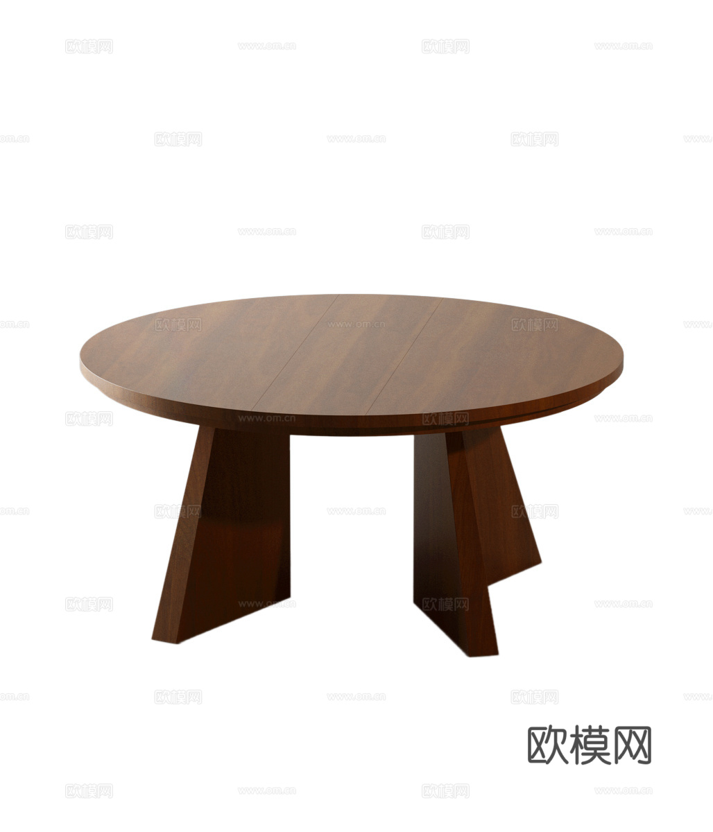 现代中古餐桌 中古风餐桌 中古风圆桌 现代中古圆桌 现代圆桌su模型