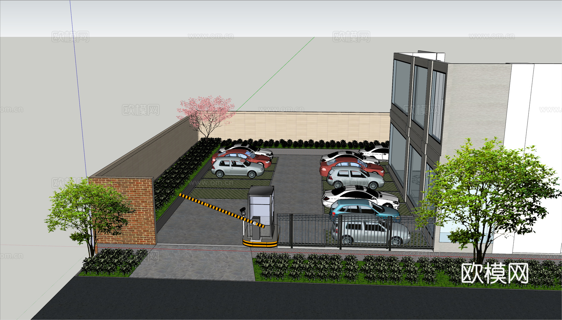 现代简约停车场su模型