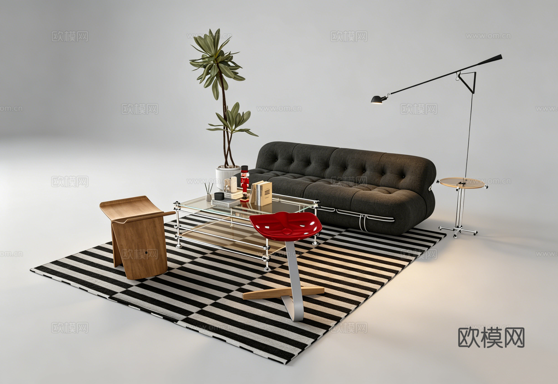 现代客厅沙发组合su模型