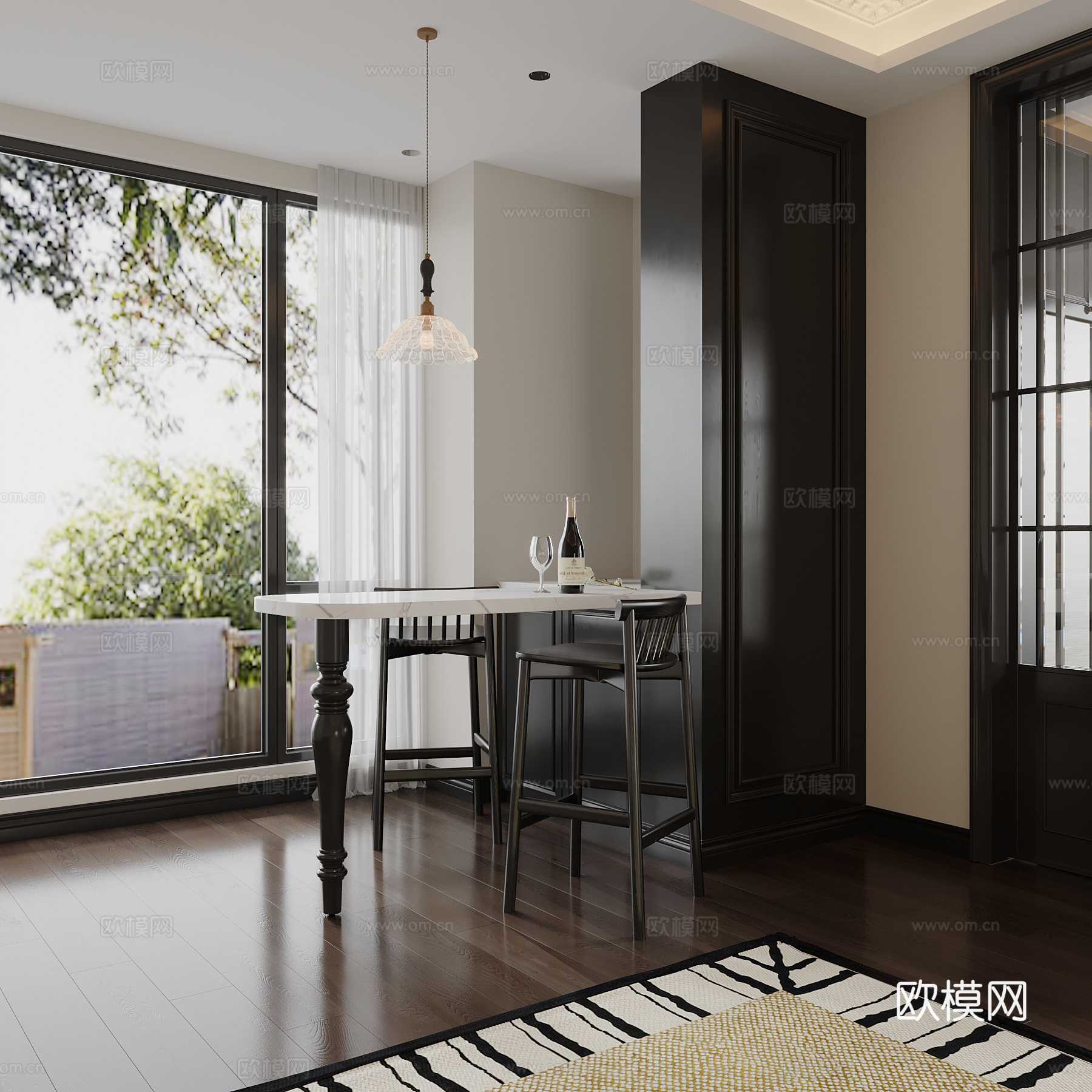 法式小吧台 吧椅su模型