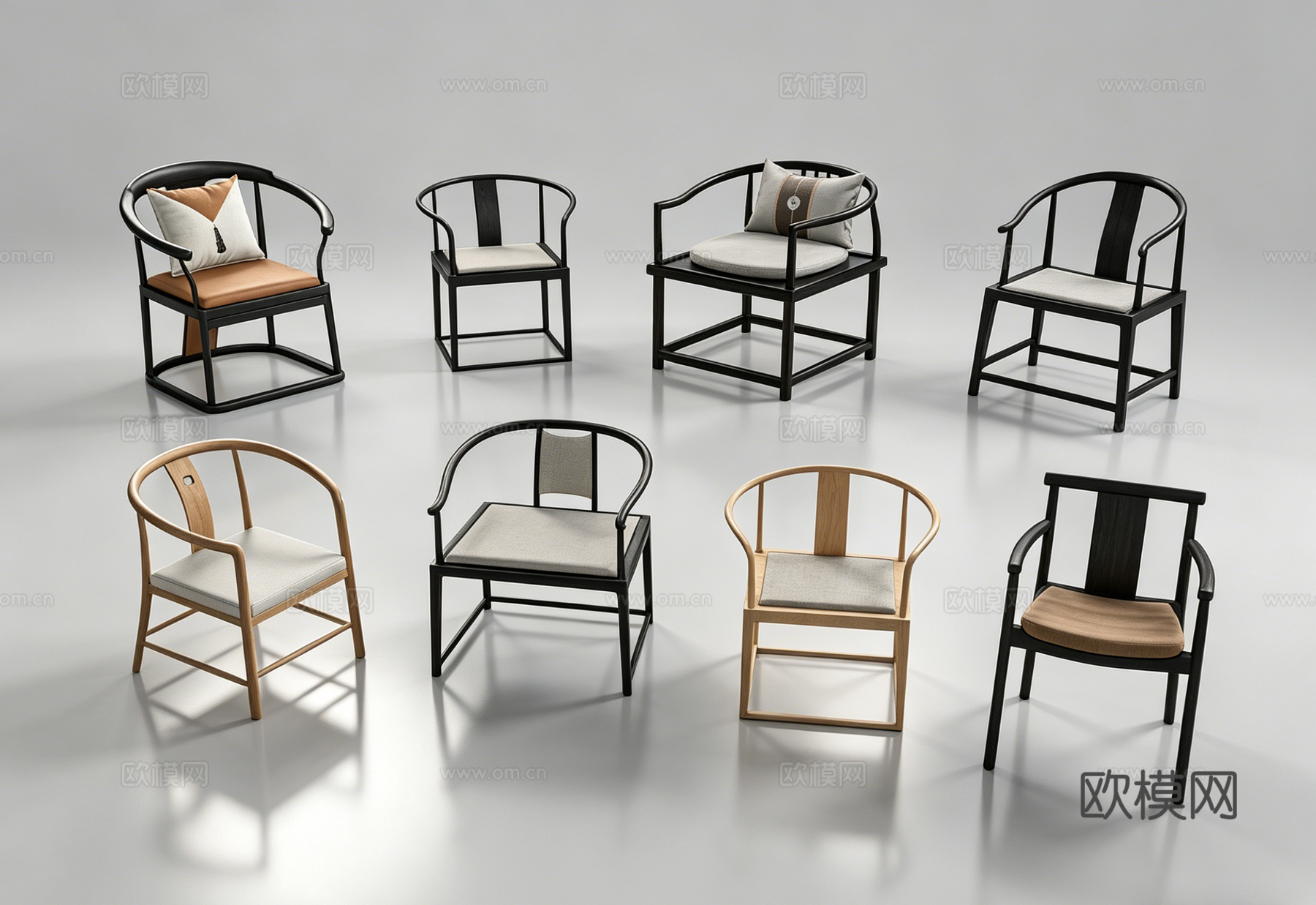 新中式单椅su模型