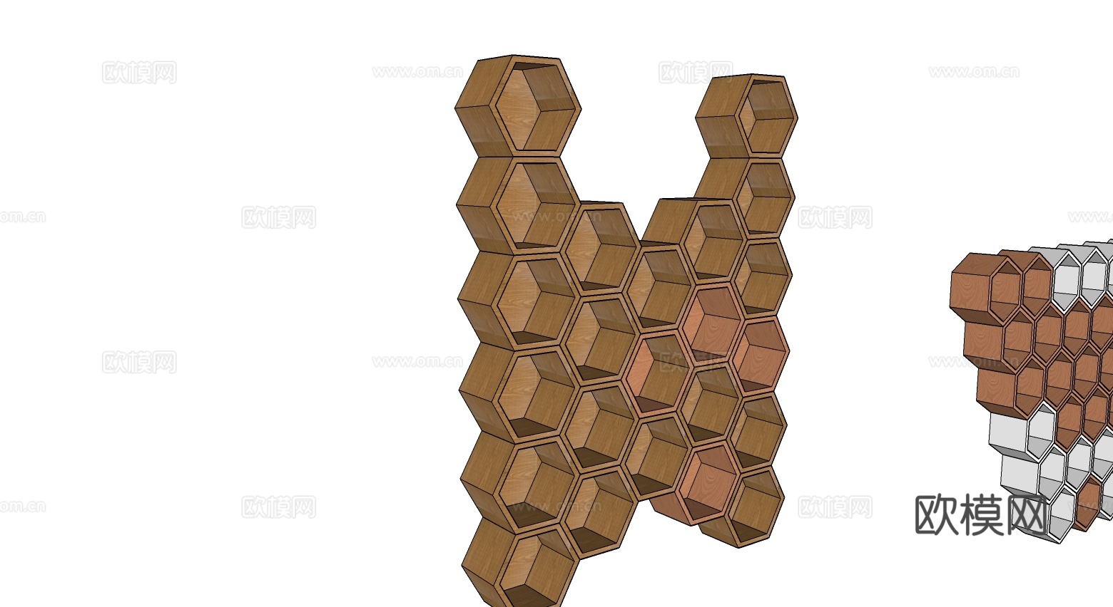 六边型柜多种组合免费su模型