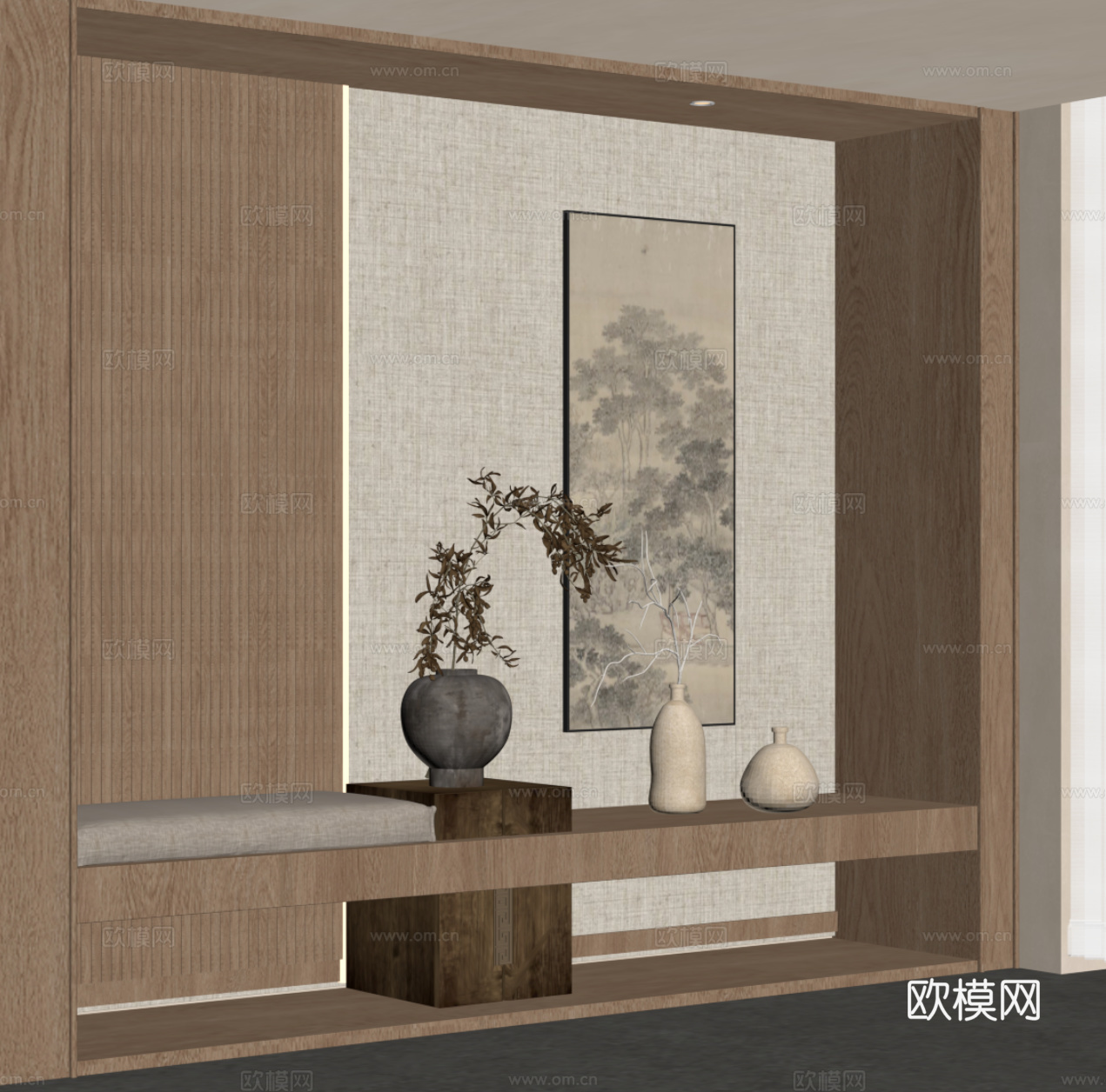 新中式小景观 端景 卡座su模型