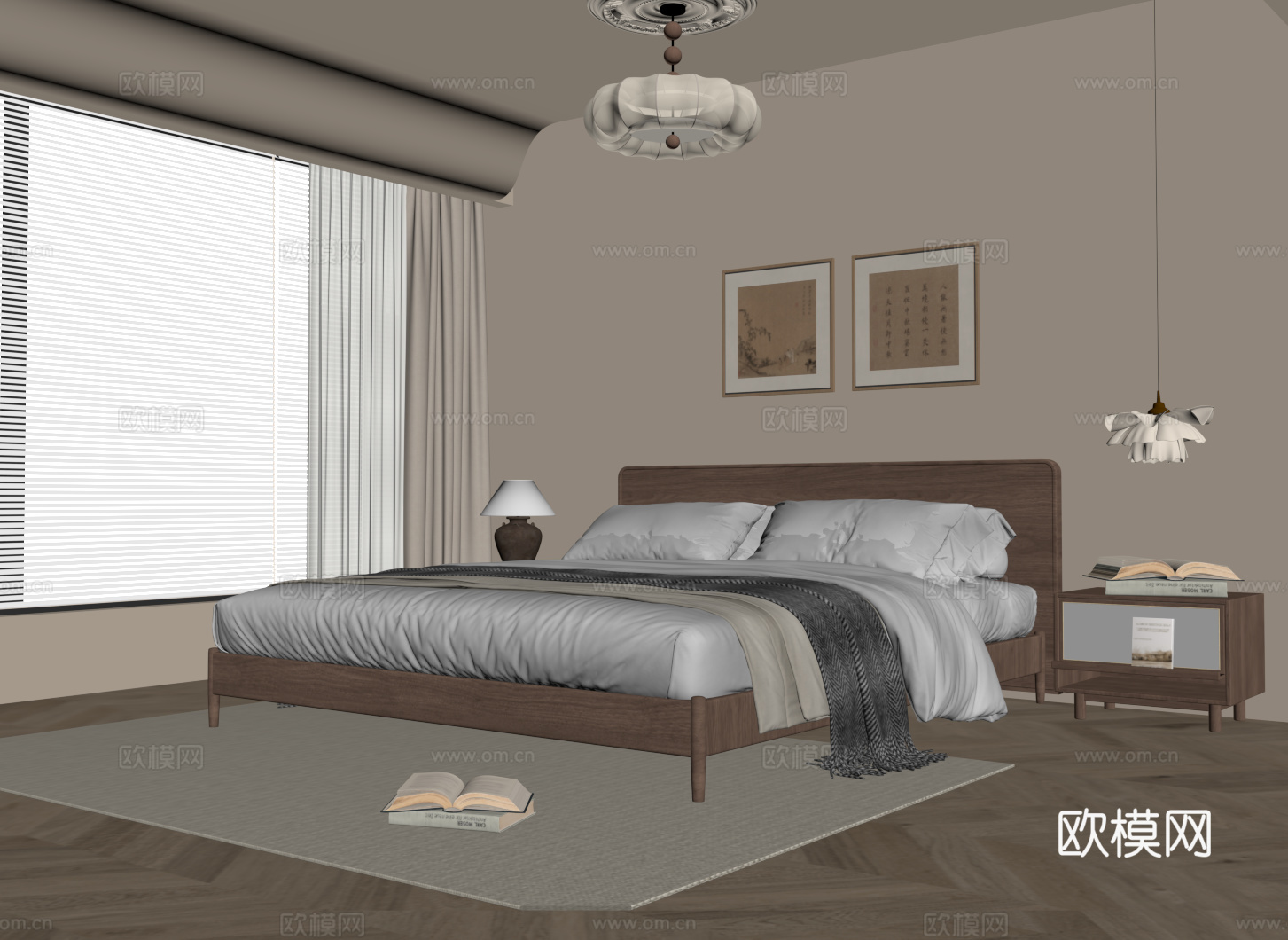 中古风卧室su模型