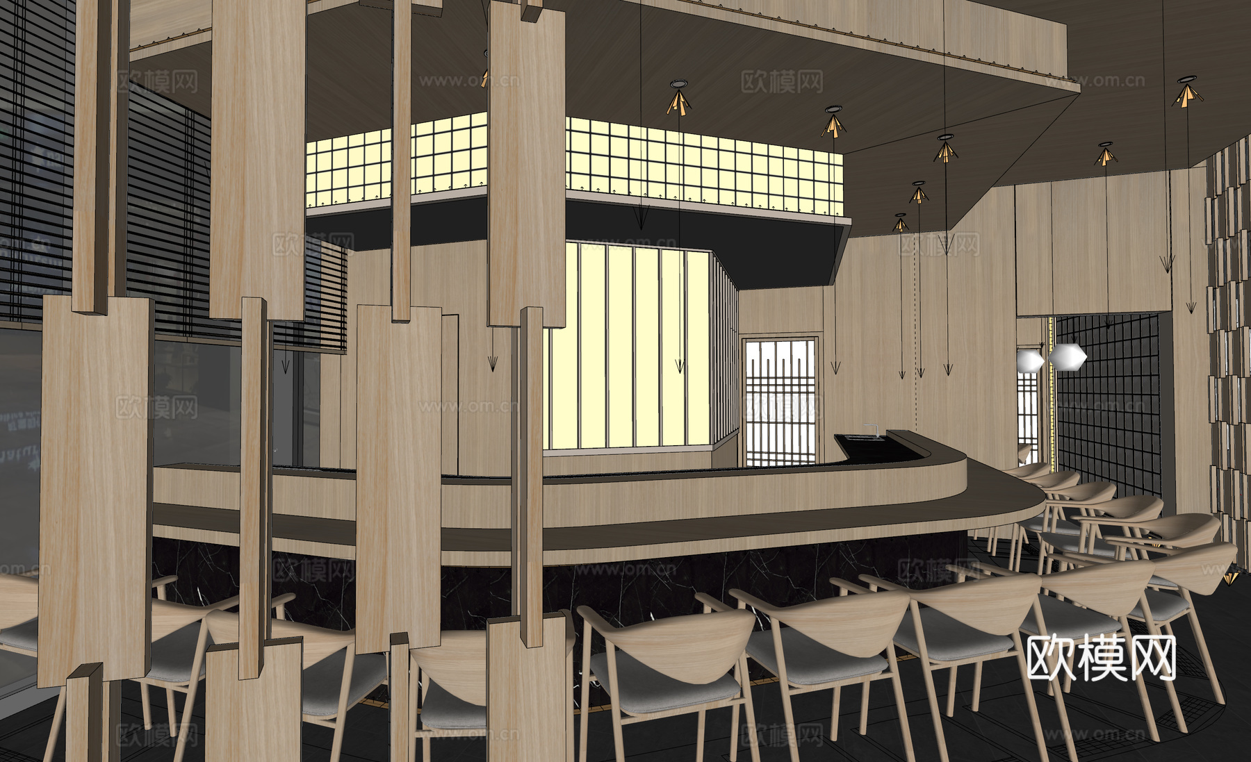 日式料理店su模型