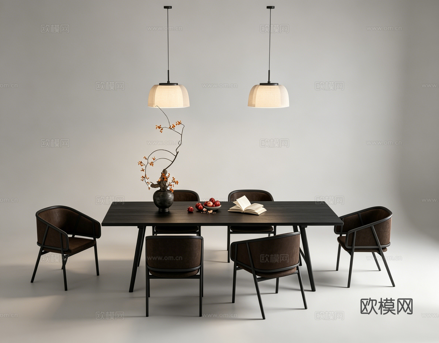 中古风餐桌书桌su模型