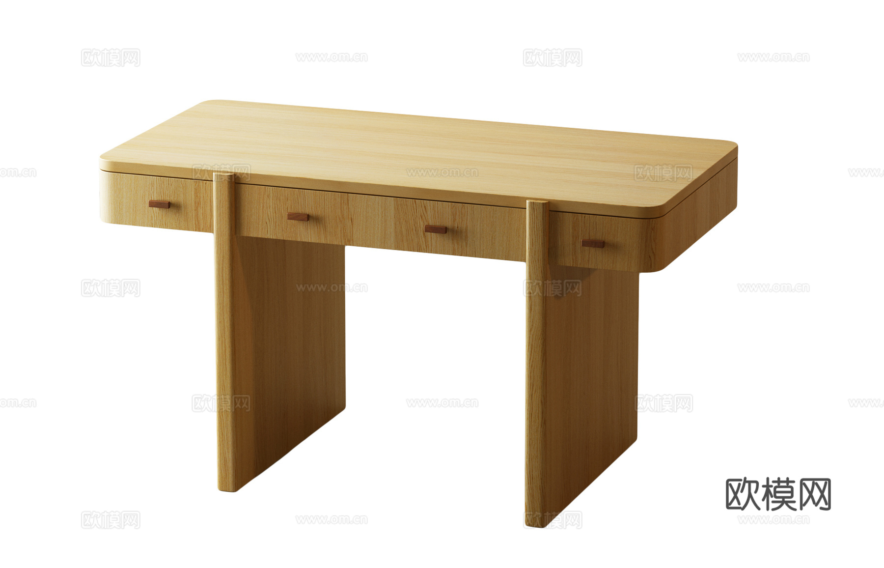 现代书桌 现代中古书桌 原木色书桌 现代中古原木色书桌su模型