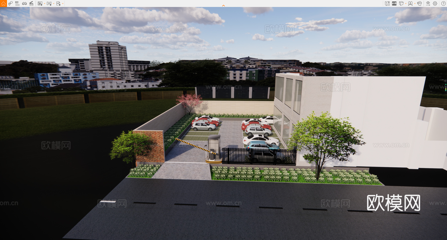 现代简约停车场su模型