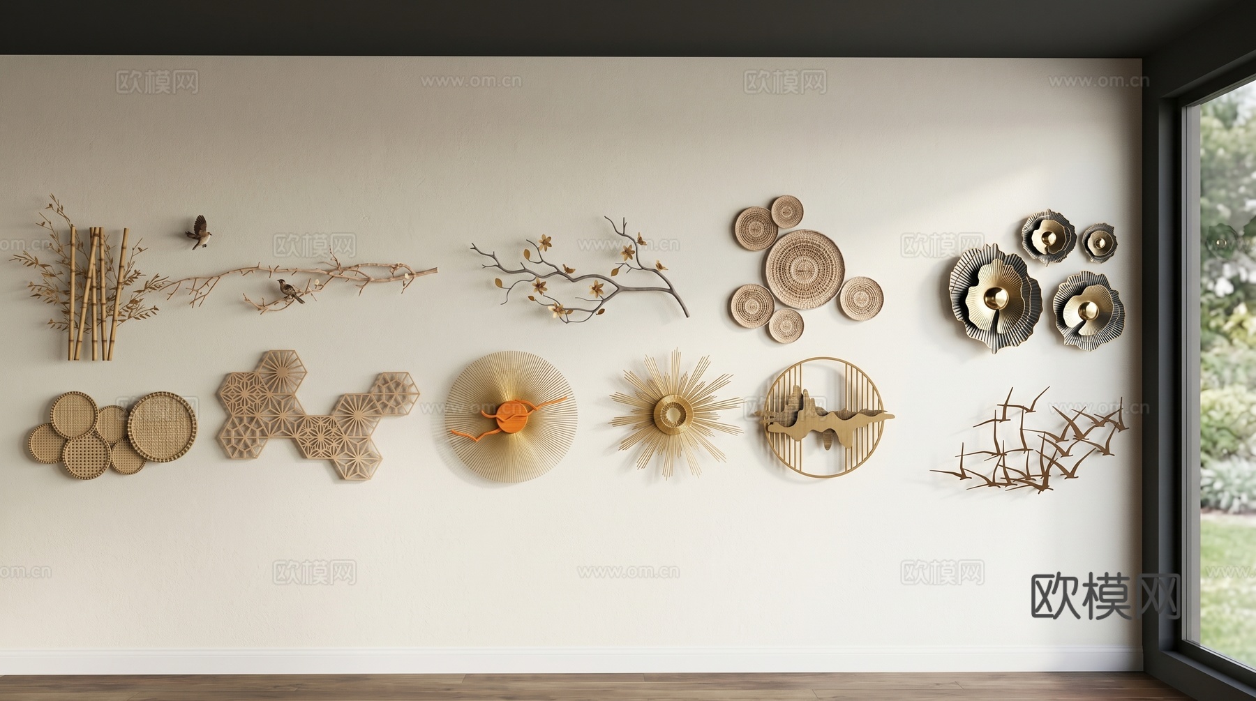 新中式墙饰挂件su模型