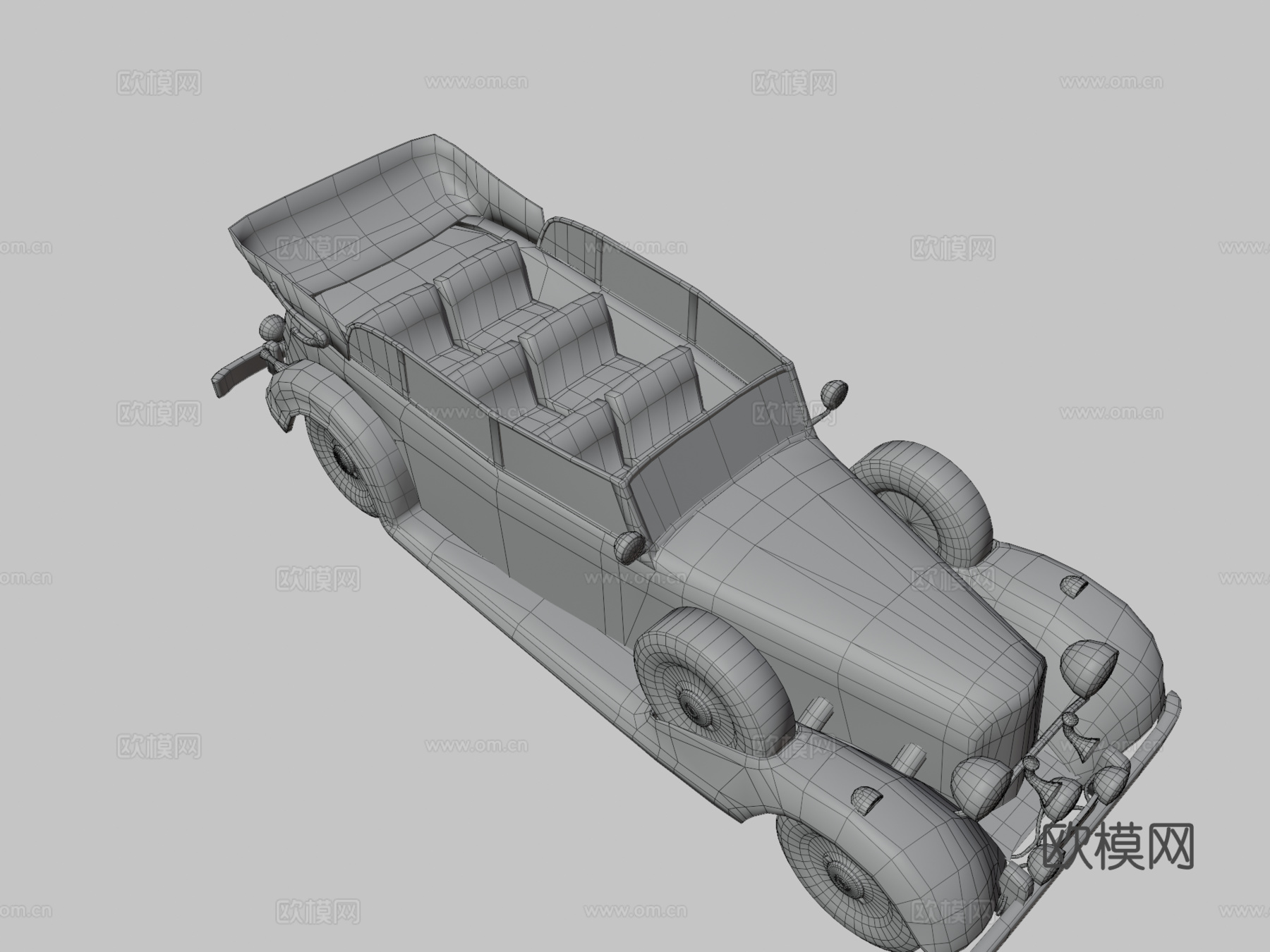 低多边形汽车梅赛德斯-奔驰770K 1936su模型