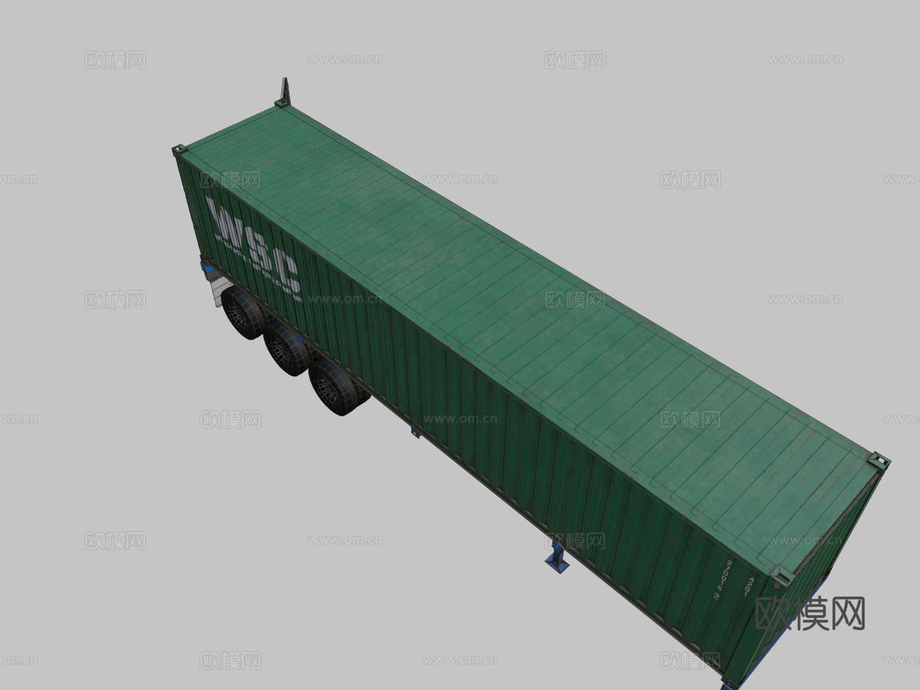 集装箱拖车低多边形su模型