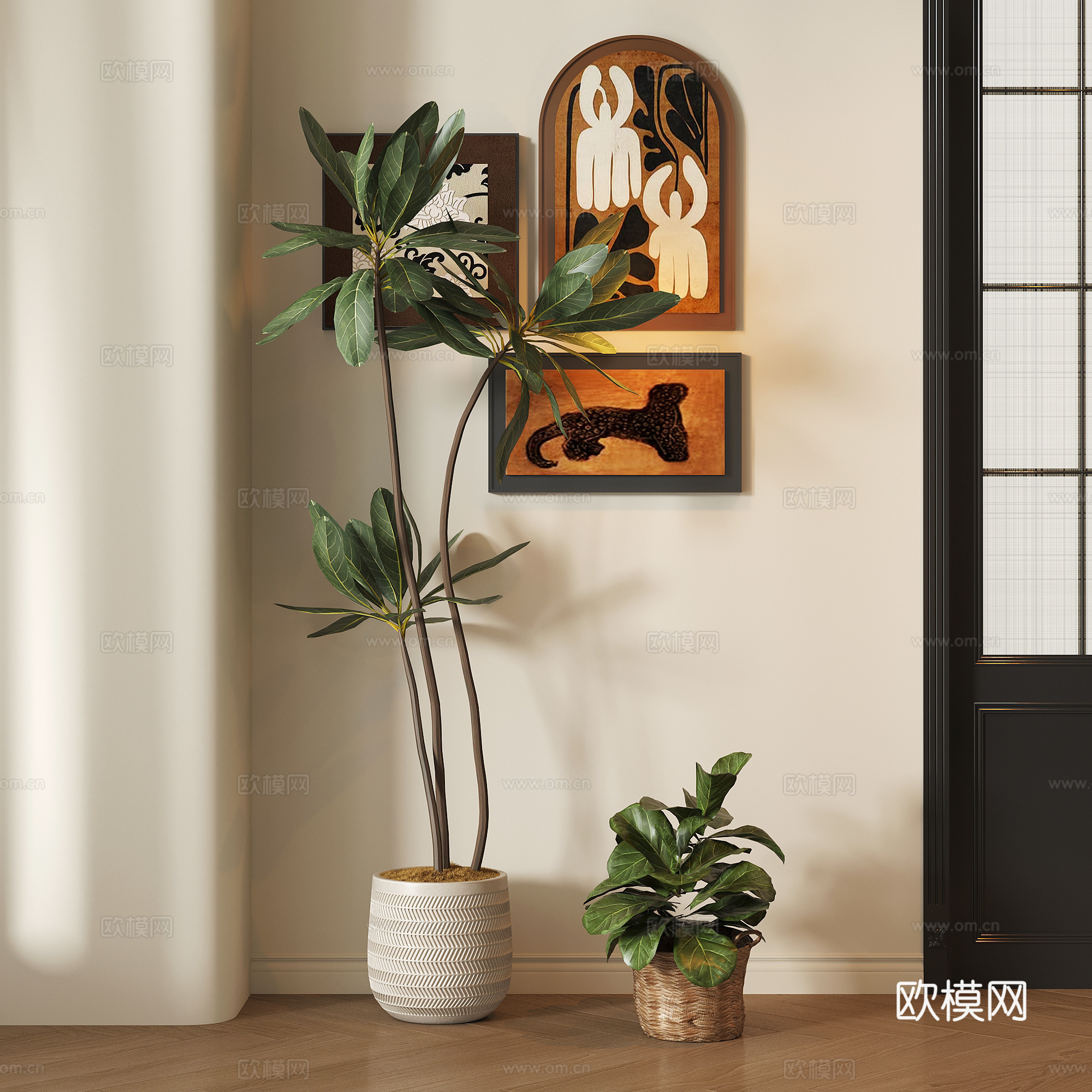 现代绿植 盆栽绿植 落地 绿植组合su模型