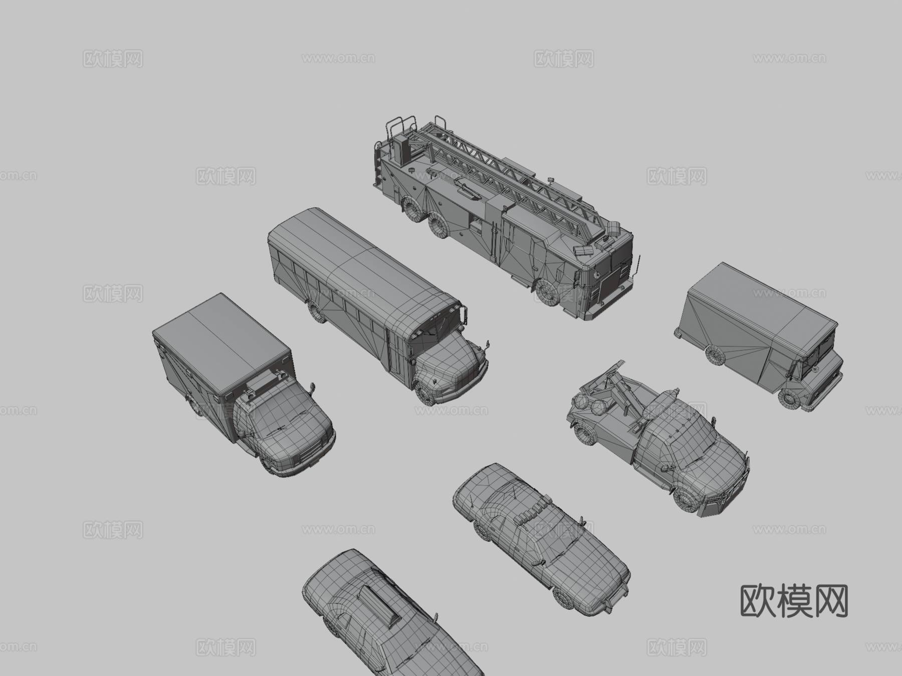 低多边形服务汽车收藏su模型