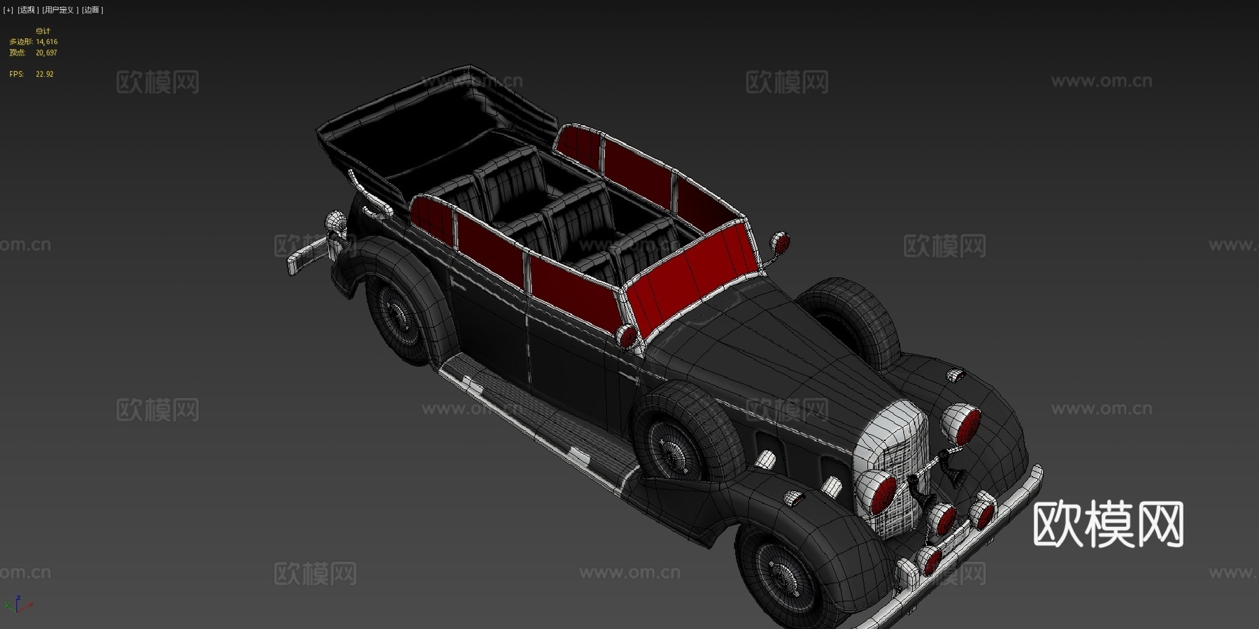 低多边形汽车梅赛德斯-奔驰770K 1936su模型