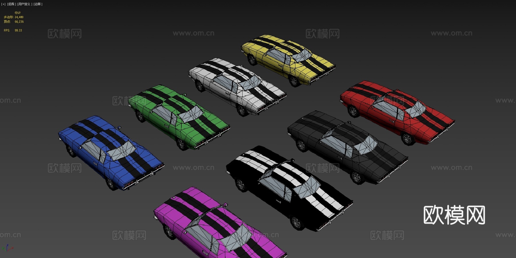 肌肉车低多边形su模型