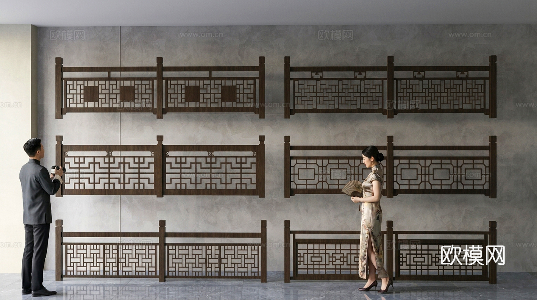 最全中式栏杆护栏su模型