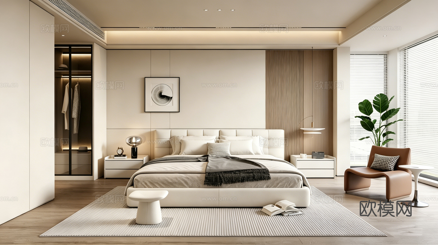 室内家装 卧室 家具 床 别墅 新中式 现代su模型