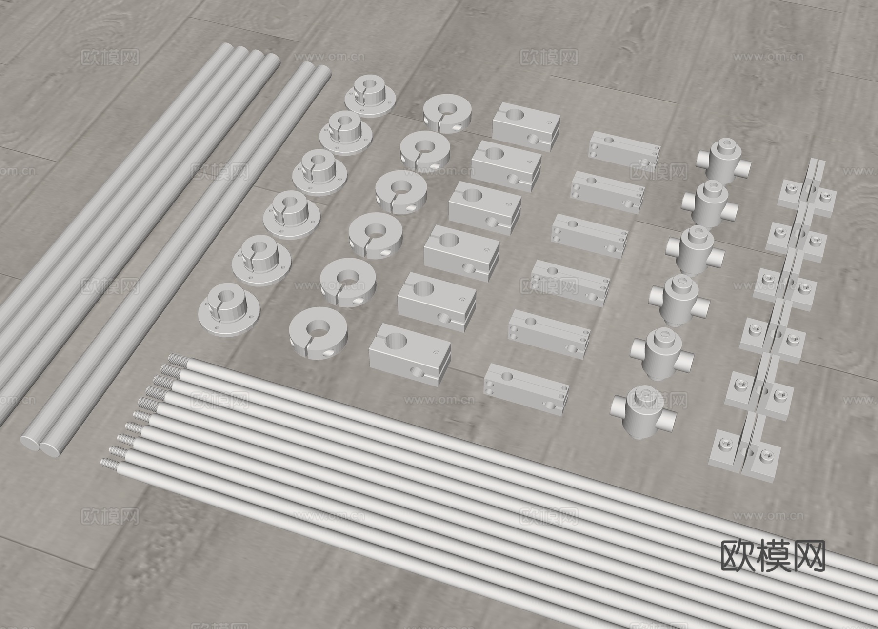 光轴 不锈钢光轴 光轴配件 DIY光轴 光轴连接件su模型