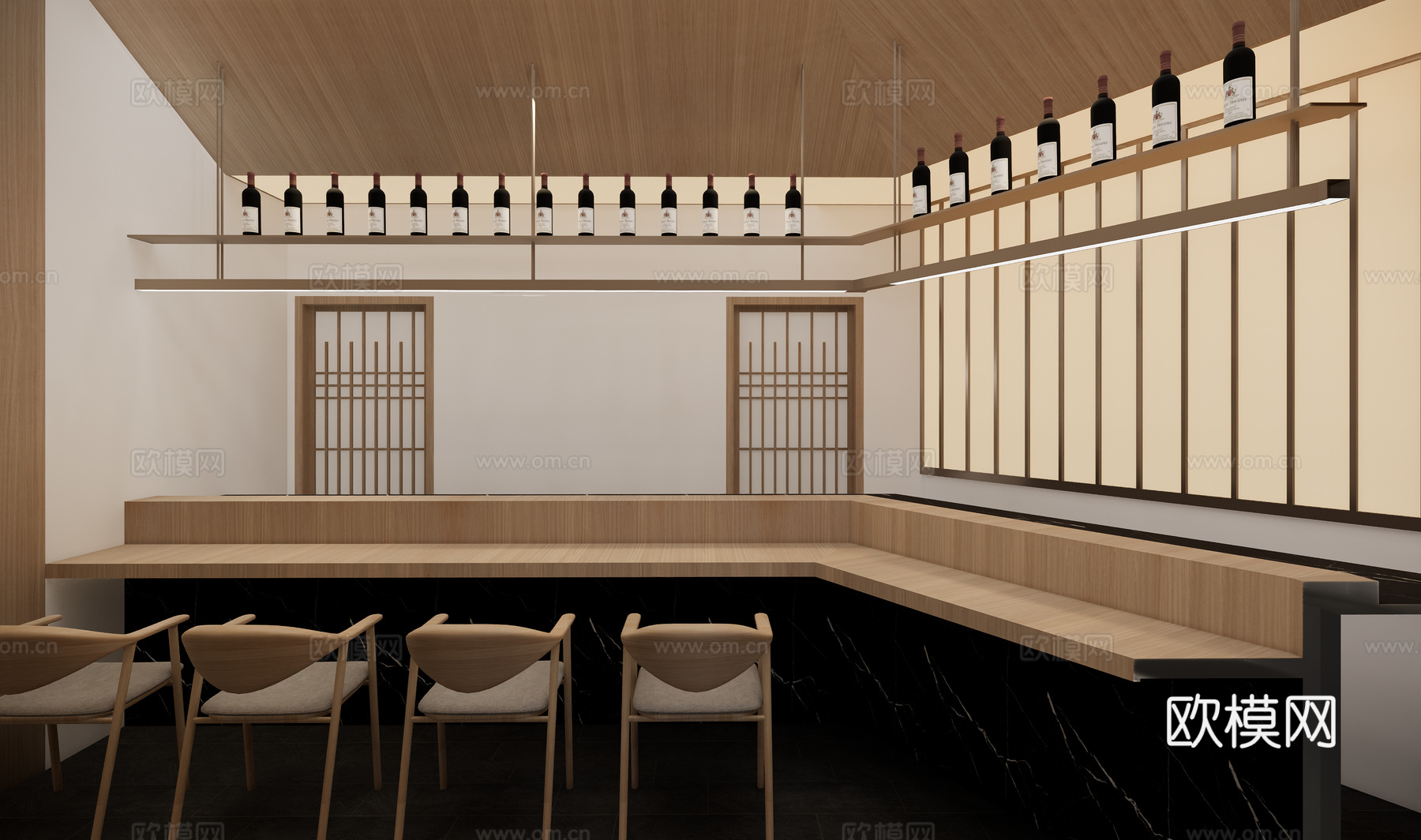 日式日料店su模型