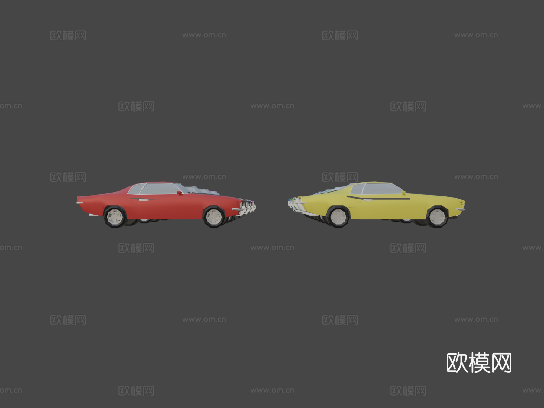 肌肉车低多边形su模型